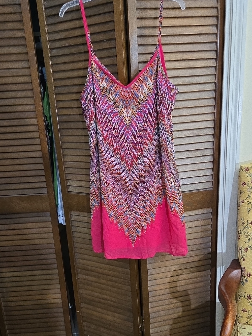 Maurices Bright Pink Multicolor Chevron Tank Dress